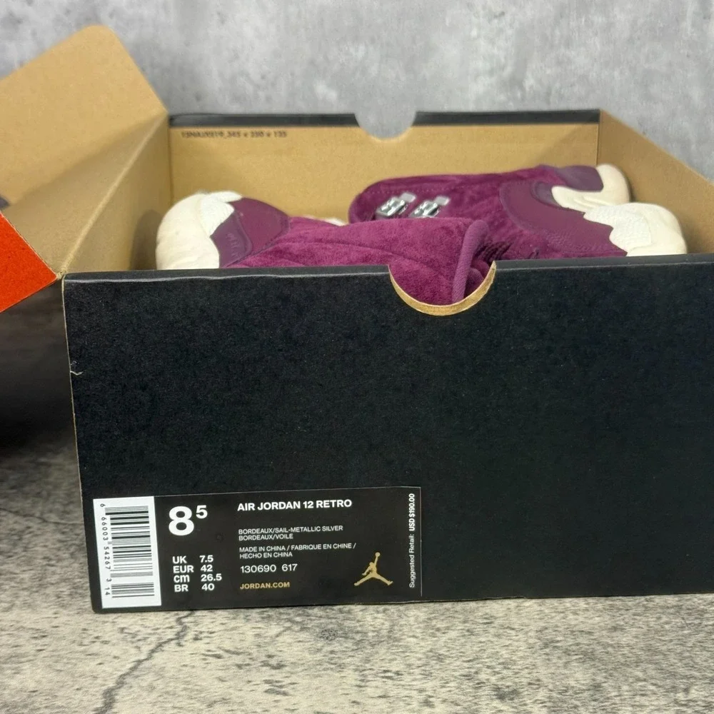Air Jordan Retro 12 Bordeaux/Metallic Silver Men 8.5 130690-617 Sneakers